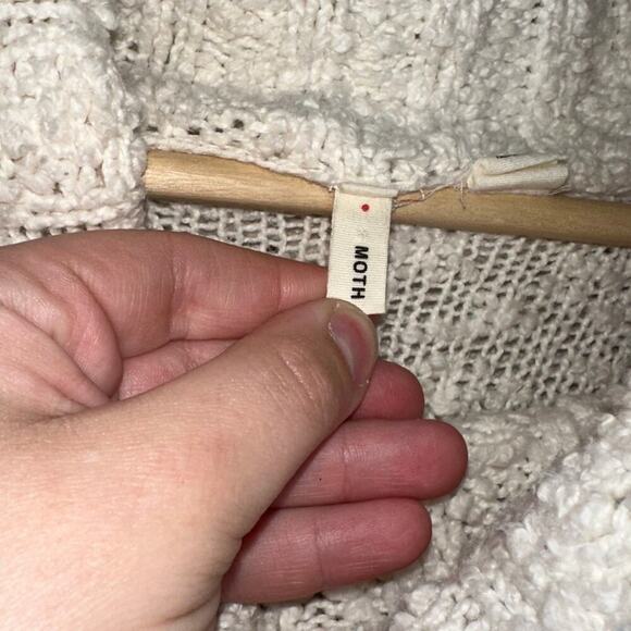 Moth Anthropologie Cable Knit Cowl Neck Tunic Sweater Cream Oatmeal Size Small - Picture 3 of 7